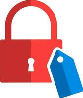 Illustration of tag or label with lock in flat style. vector