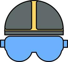 Safety helmet and glasses icon. vector