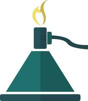 Bunsen burner in green color. vector