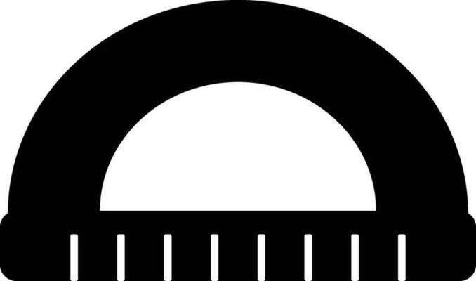 Isolated illustration of protractor in black color.