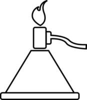 Bunsen burner in black and white color. vector