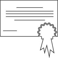 Badge decorated blank certificate award in black line art. vector