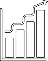Illustration of growing bar chart in black line art. vector