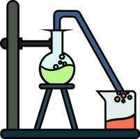 Beaker with chemical experiment tube. vector