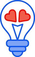 Blue and Red Hearts in light bulb icon on White Background. vector