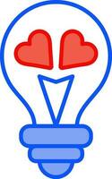 Blue and Red Hearts in light bulb icon on White Background. vector