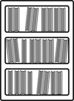 Stroke style of collection of books in shelf. vector