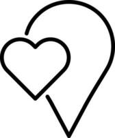 Flat style Heart map pin icon in line art. vector