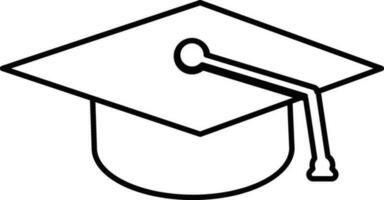 Thin line icon of Graduation cap. vector