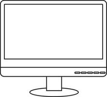 Black line art illustration of blank computer in flat style. vector