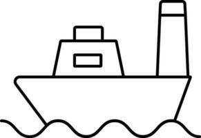 Cargo Ship Icon In Black Line Art. vector