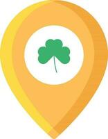 Location Pin With Shamrock Leaf Icon In Green And Yellow Color. vector