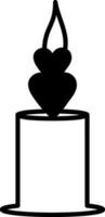 Flat style Love Candle icon in black and white color. vector