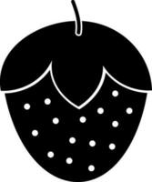 Flat style strawberry in black and white color. vector