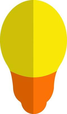 Yellow and orange electric bulb on white background.