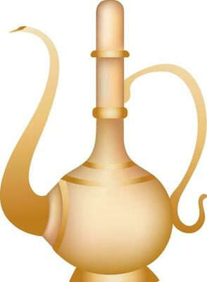 Glossy golden arabic jug.
