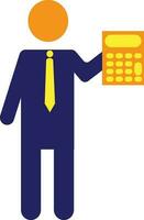 Employee holding calculator and wearing business suit. vector