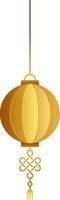 Golden Paper Chinese Lantern Hang on White Background. vector