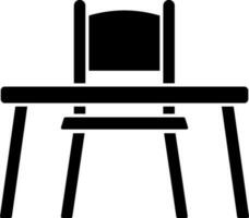 Table With Chair Icon In Black Color. vector