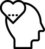 Heart Mind or Head icon in black line art. vector