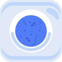 Blue bacteria and virus on petri dish icon on square background. vector