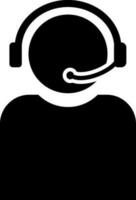 Character of black and white faceless man in call center. vector