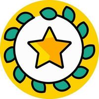 Laurel Wreath with Star icon in yellow and green color. vector