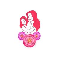 Character of daughter hugging her mother. vector