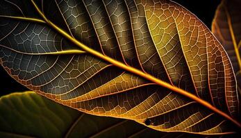 Autumn leaves offer a striped backlit backdrop generated by AI photo