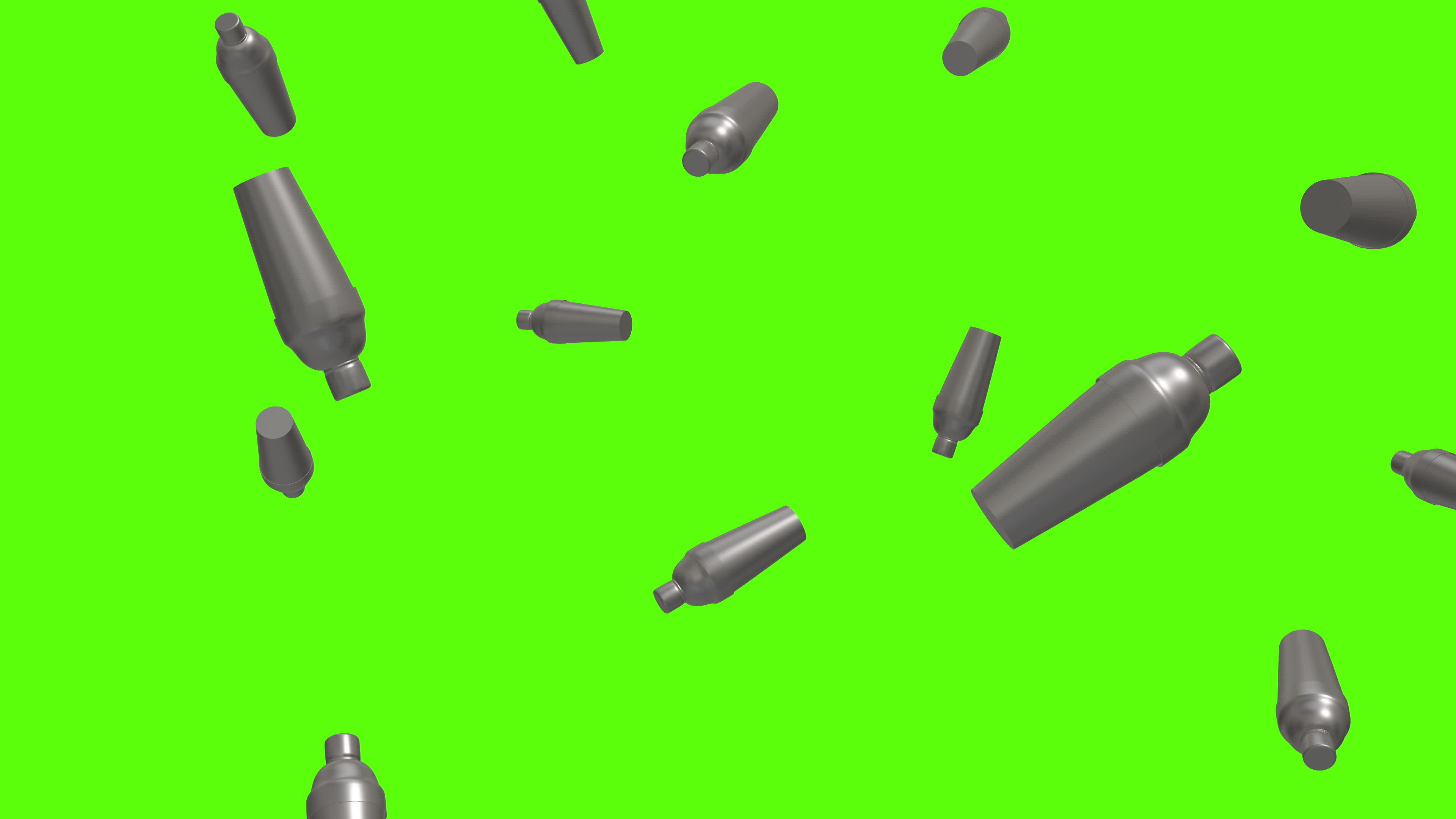 Cocktail shaker background. Falling stainless steel cocktail shaker