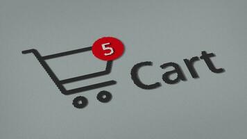 Adding items to a shopping cart icon with count numbers on the device screen. Add items online on shopping web page. Online shopping concept video