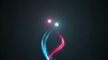 Light streaks. Flowing curves glowing neon lines. Fast energy flying wave line with lights. Magic swirl trace path. Abstract background of flowing pink and blue lines. video