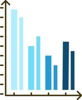 Eighth Column Bar Graph Chart icon in blue color. vector