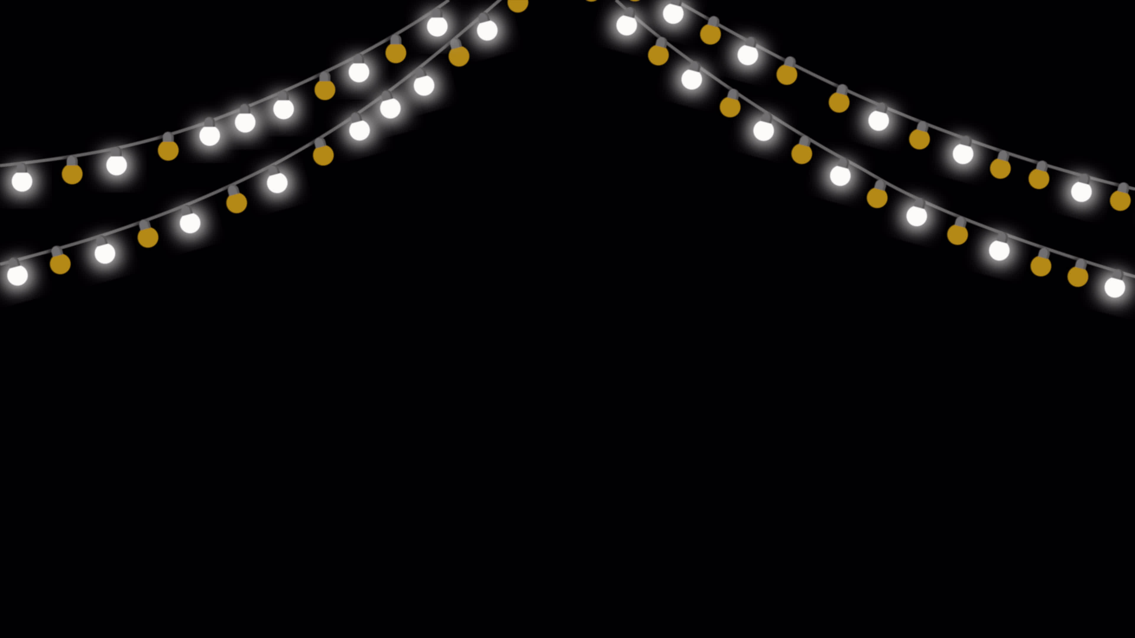 String of glowing blinking light bulbs. Light chain with flashing bulbs. Lamps hang from the top