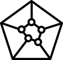 Hexagon chart icon in thin line art. vector