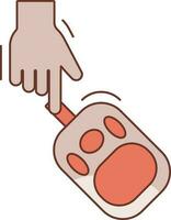 Hand Touch Glucometer icon in brown and orange color. vector