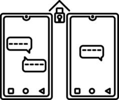 Online Communication At Home During Corona Icon In Black Line Art. vector