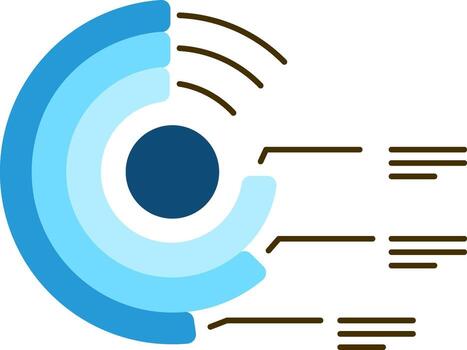 Circle Layer Pie Chart with Three Level icon in blue color. vector
