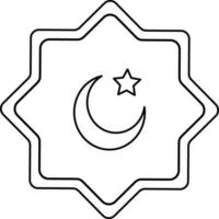 Crescent Moon with Star on Rub El Hizb icon in thin line art. vector