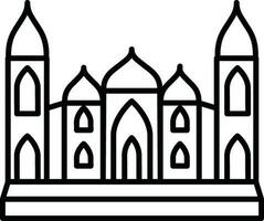 Flat style Taj mahal icon in line art. vector