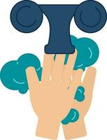 Flat Style Soap Rubbing Hands with Faucet Icon or Symbol. vector