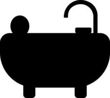 Human bathing in tub glyph icon or symbol. vector