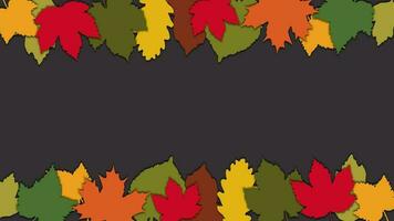 Autumn frame background. The frame of autumn leaves over alpha channel. Cartoon leaf frame. Frame with autumn red, orange, green and yellow leaves. Empty space. Autumn season greeting. video