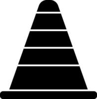 black and white construction cone icon in flat style. vector