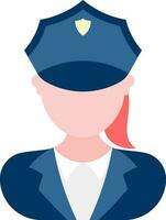 sin rostro mujer policía icono en plano estilo. vector