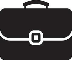 black and white briefcase bag in flat style. vector