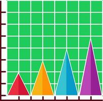 Illustration of Colorful Triangle Bar Graph Chart icon. vector