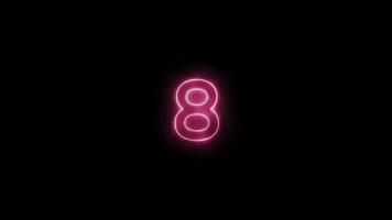 oben 10 Neon- Countdown Timer. Countdown von zehn zu eins, glühend Rosa Neon- Zahlen auf schwarz Hintergrund video