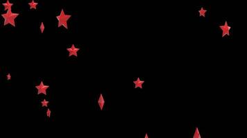 Red stars falling down on alpha channel. 3D stars for chrismas across the screen. Rain of stars. video