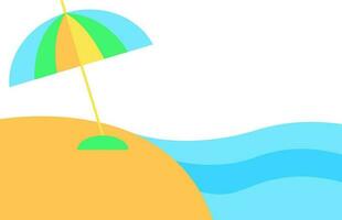 Colorful Beach View With Umbrella Icon. vector